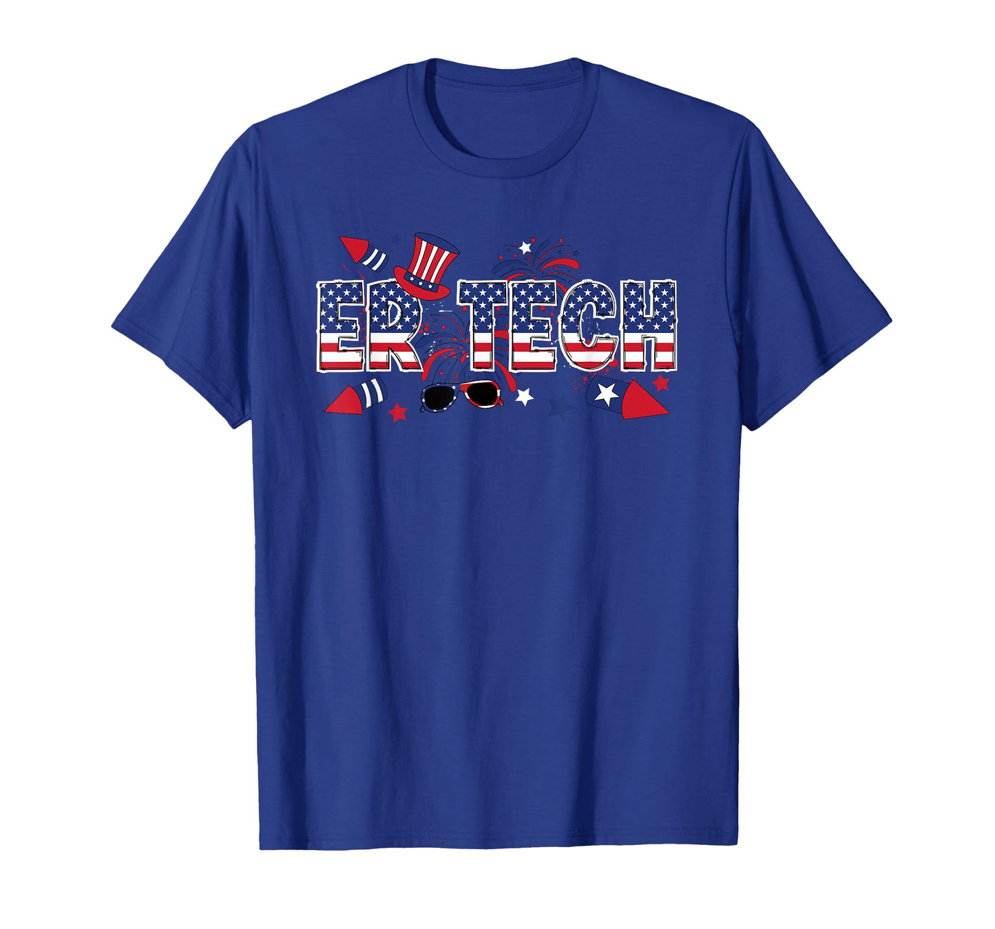 4th Of July ER Tech American Flag Emergency Room Technician T-Shirt for Women Men