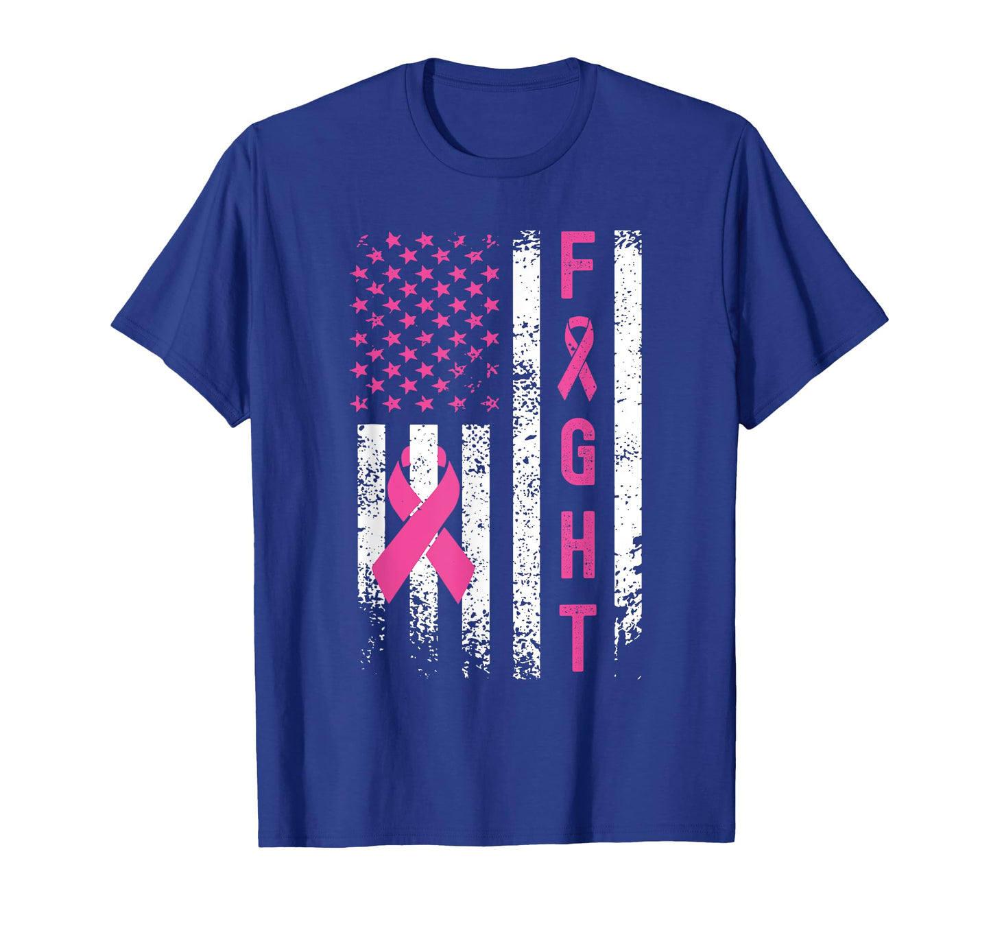 Fight Breast Survivor American Flag Breast Cancer Awareness T-Shirt
