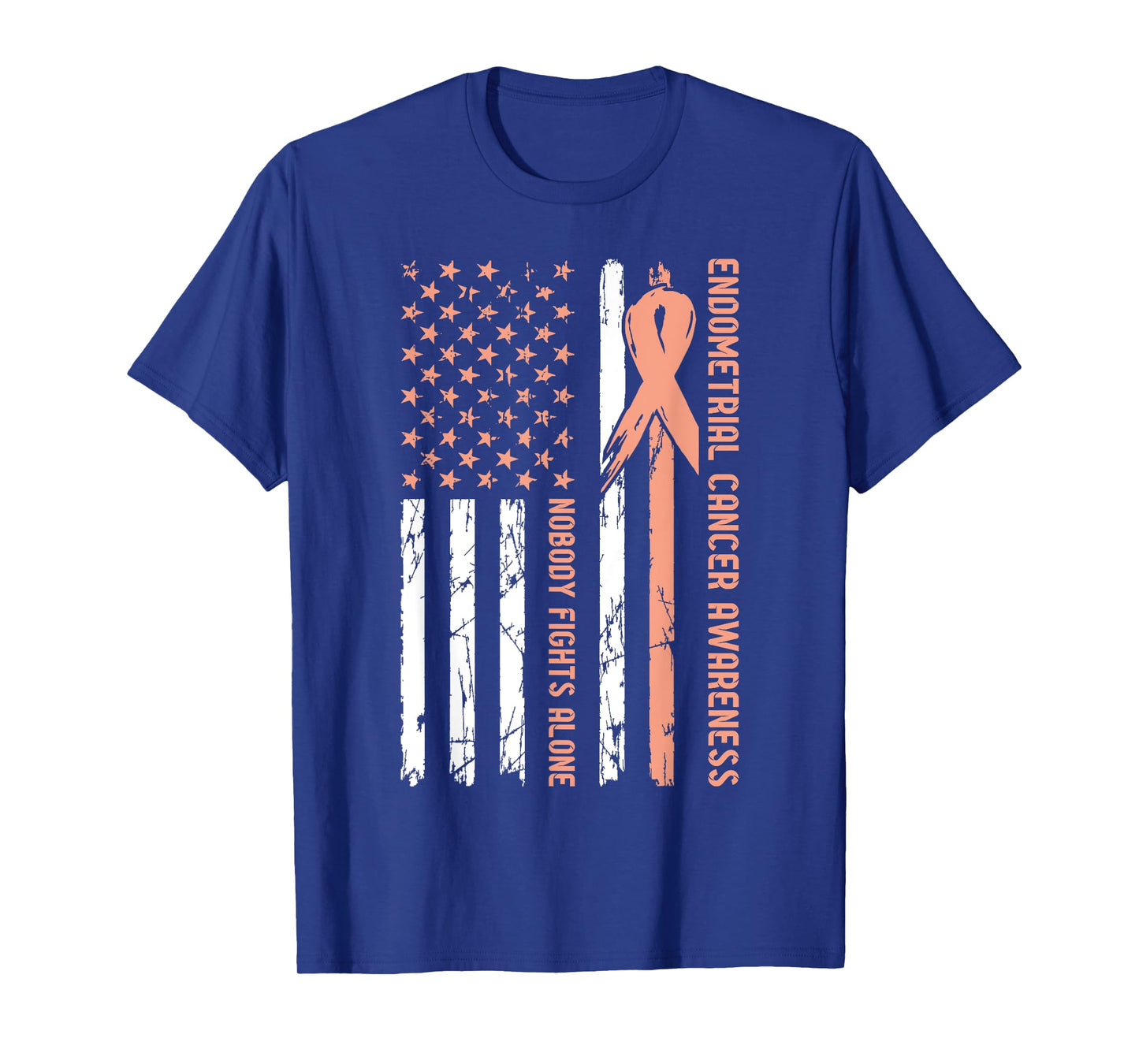 Endometrial Cancer Awareness Flag Nobody Fights Alone T-Shirt