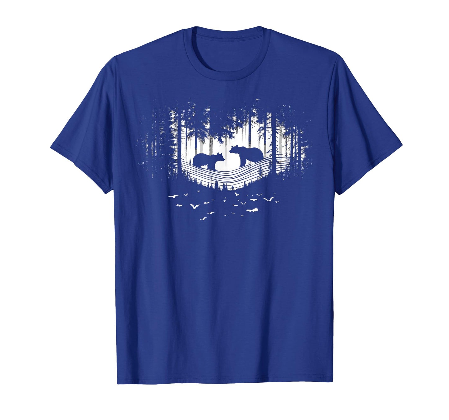 Retro Wilderness Bear Trees Reflection Outdoor Forest T-Shirt