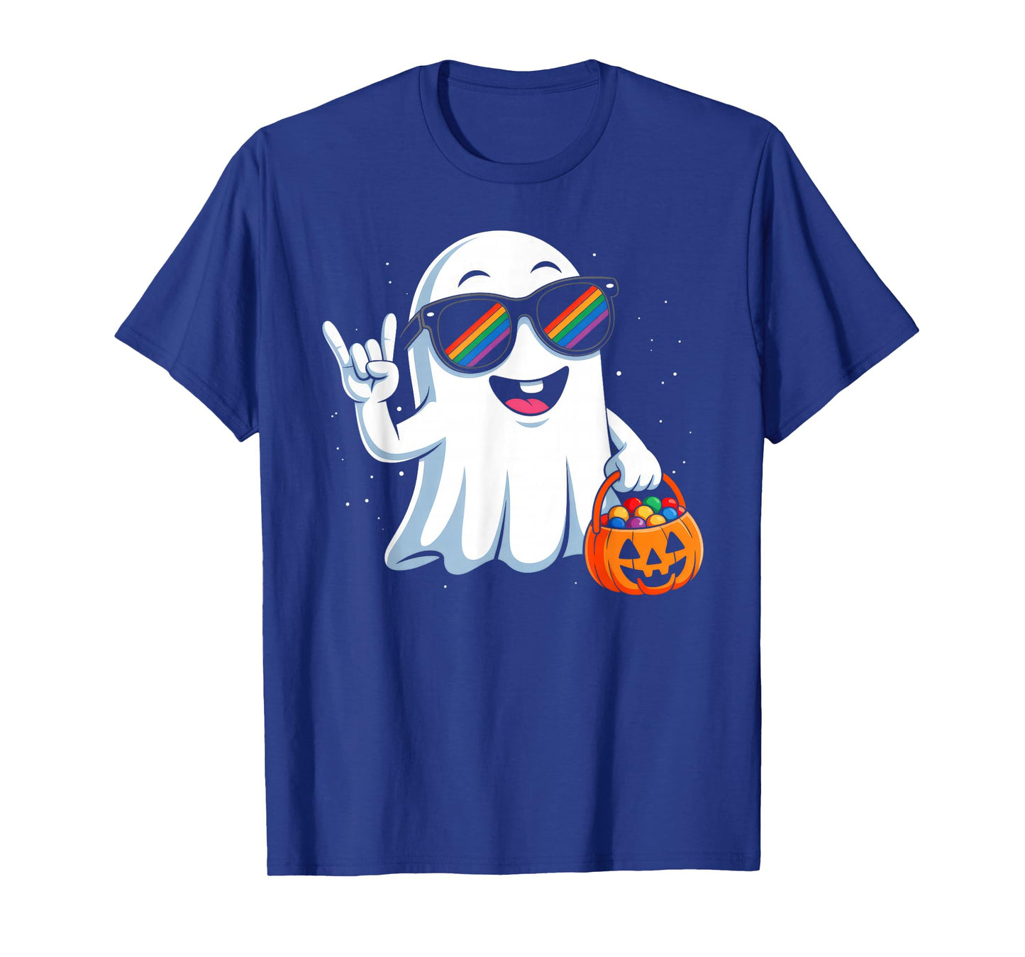 Retro Halloween Rock Ghost Pumpkin Costume Boys Girls Kids T-Shirt
