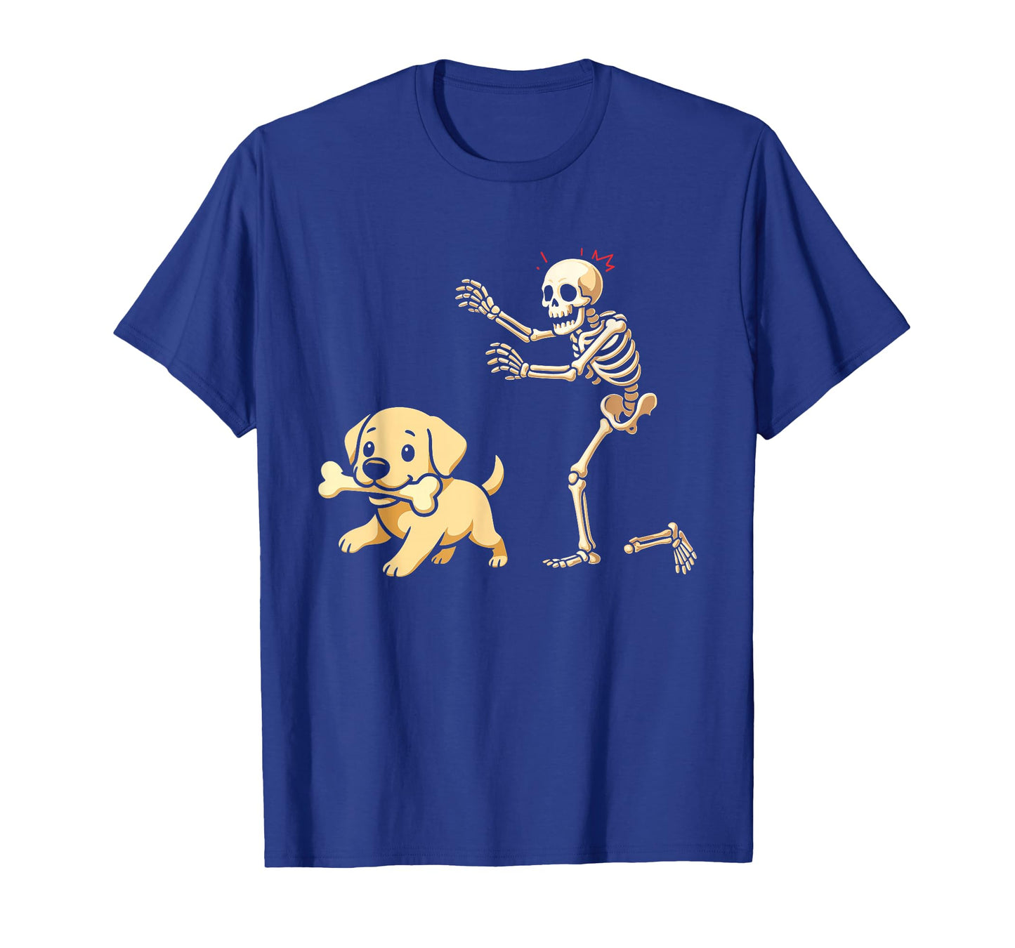 Halloween Dog Funny Skeleton Chasing Labrador Retriever T-Shirt
