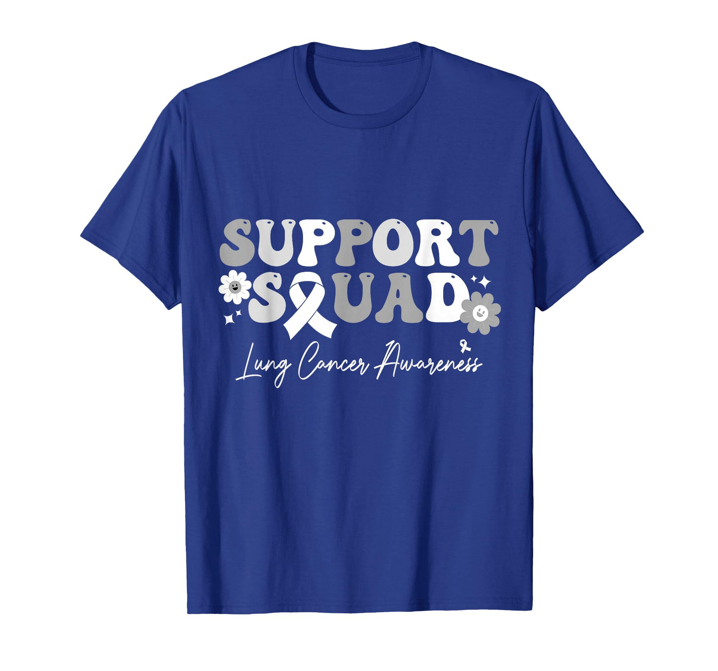 Groovy Support Squad Lung Cancer Awareness White Ribbon T-Shirt