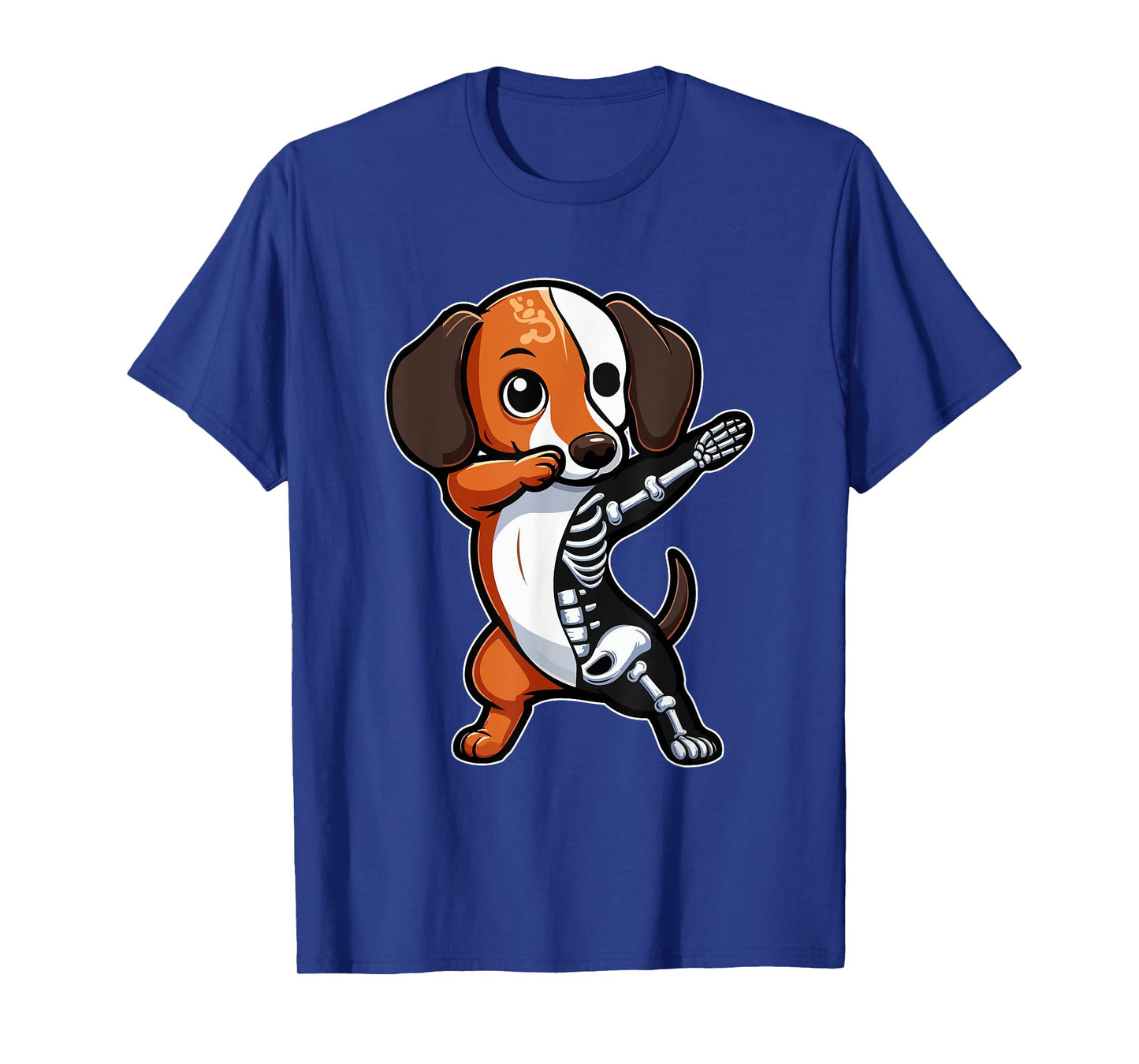 Dabbing Dachshund Half Skeleton Halloween Costume Owner T-Shirt