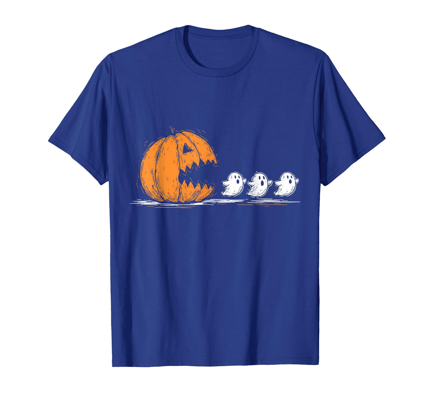 Halloween Funny Gamer Pumpkin Eating Ghost Spooky Men Women T-Shirt