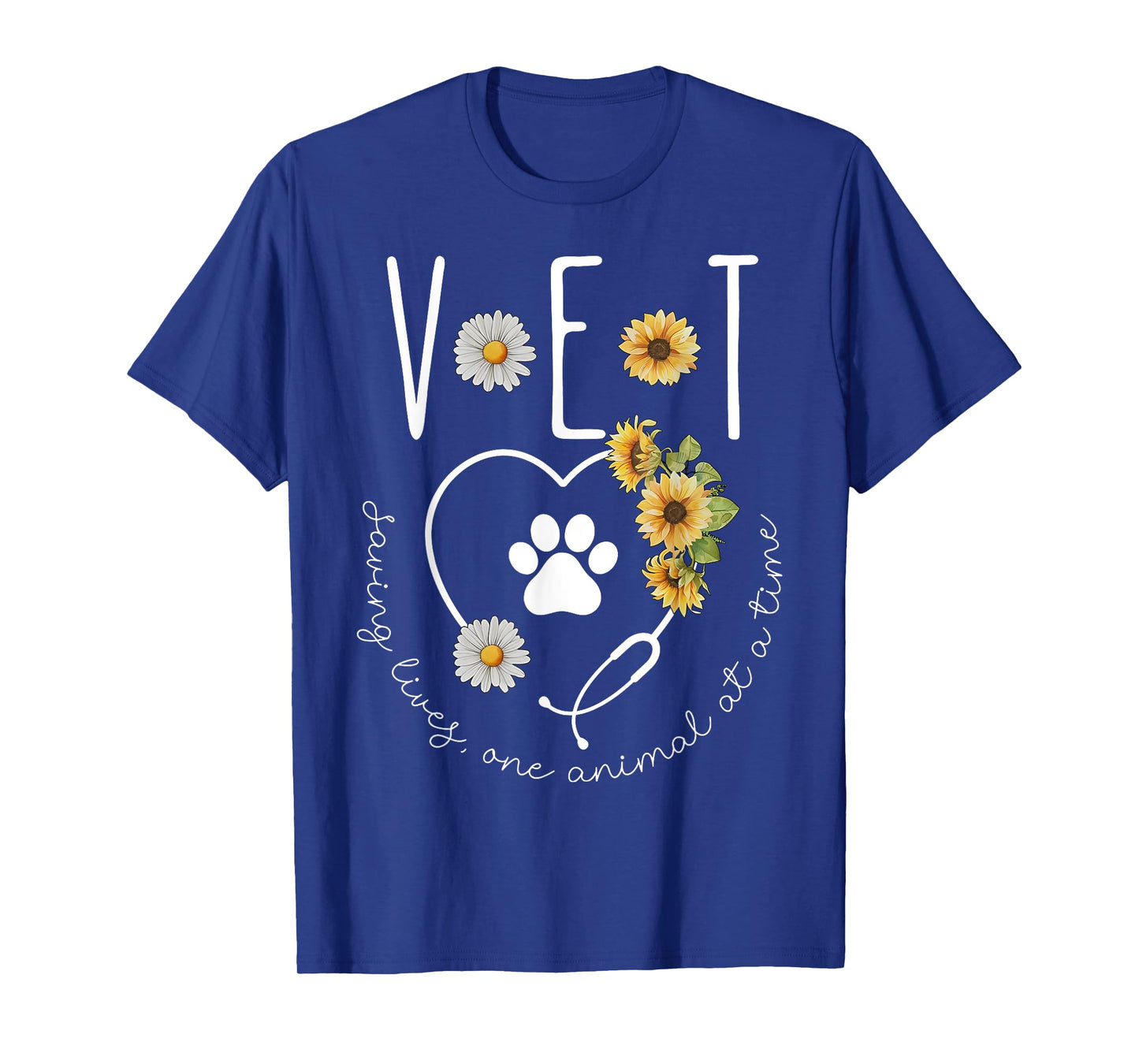 Veterinary Medicine Sunflower Stethoscope Heart Vet Tech T-Shirt