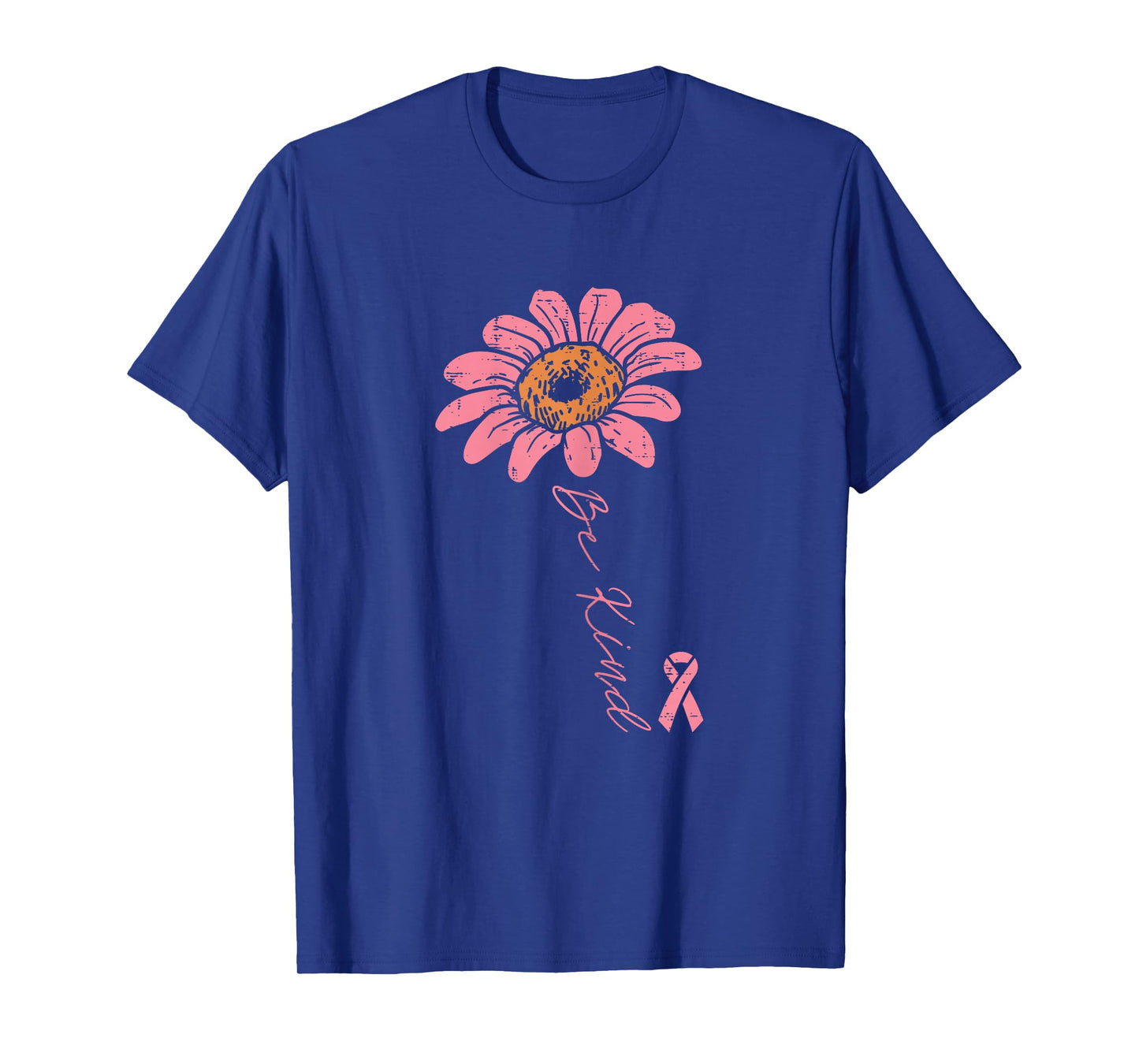 Pink Ribbon Sunflower Be Kind Breast Cancer Awareness Women T-Shirt