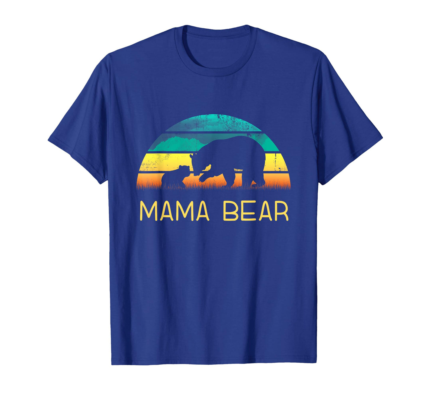 Mama Bear One Cub Vintage Sunset Mother's Day Hiking Outdoor T-Shirt