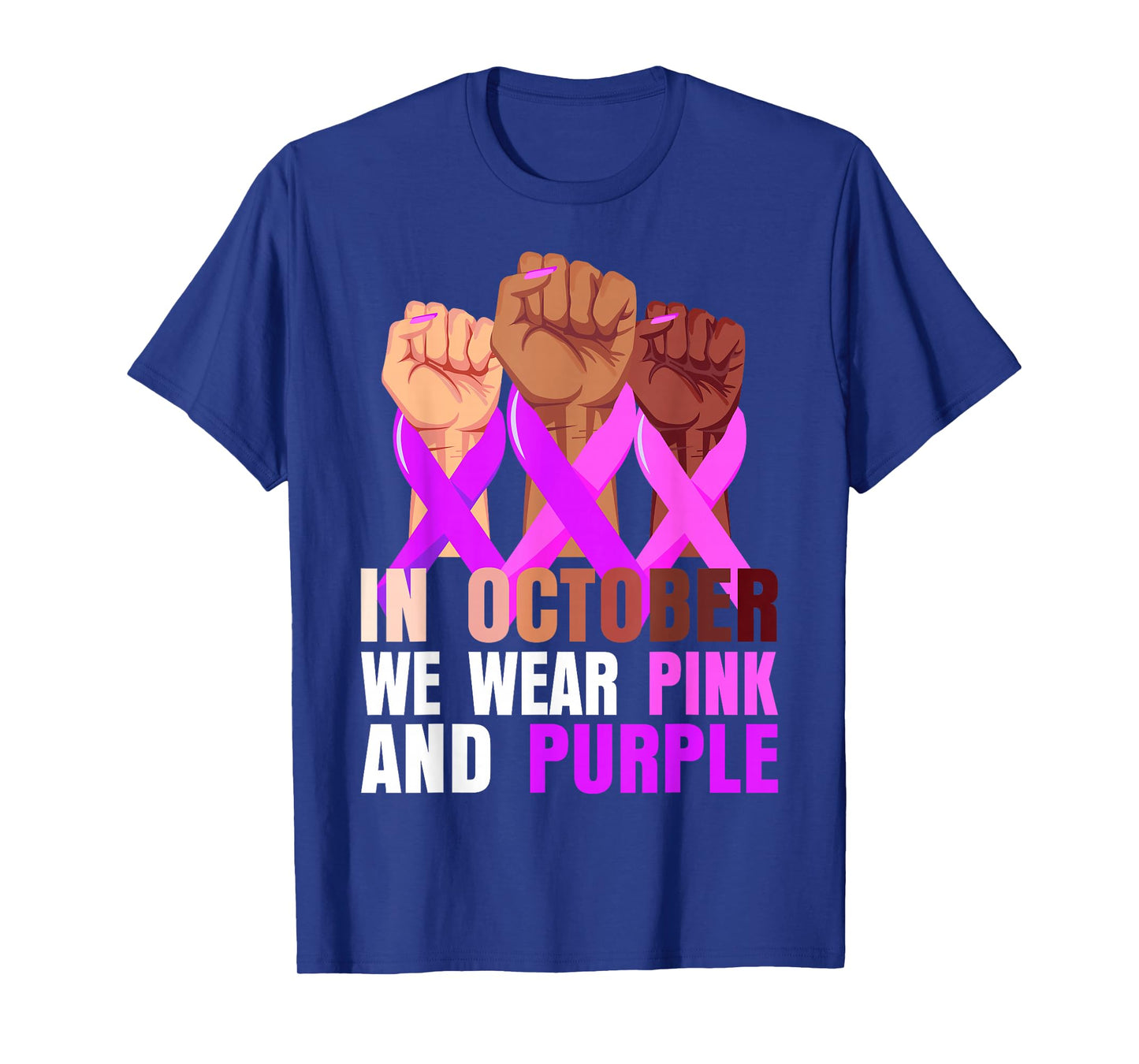 Breast Cancer Pink Domestic Violence Purple Awareness Month T-Shirt