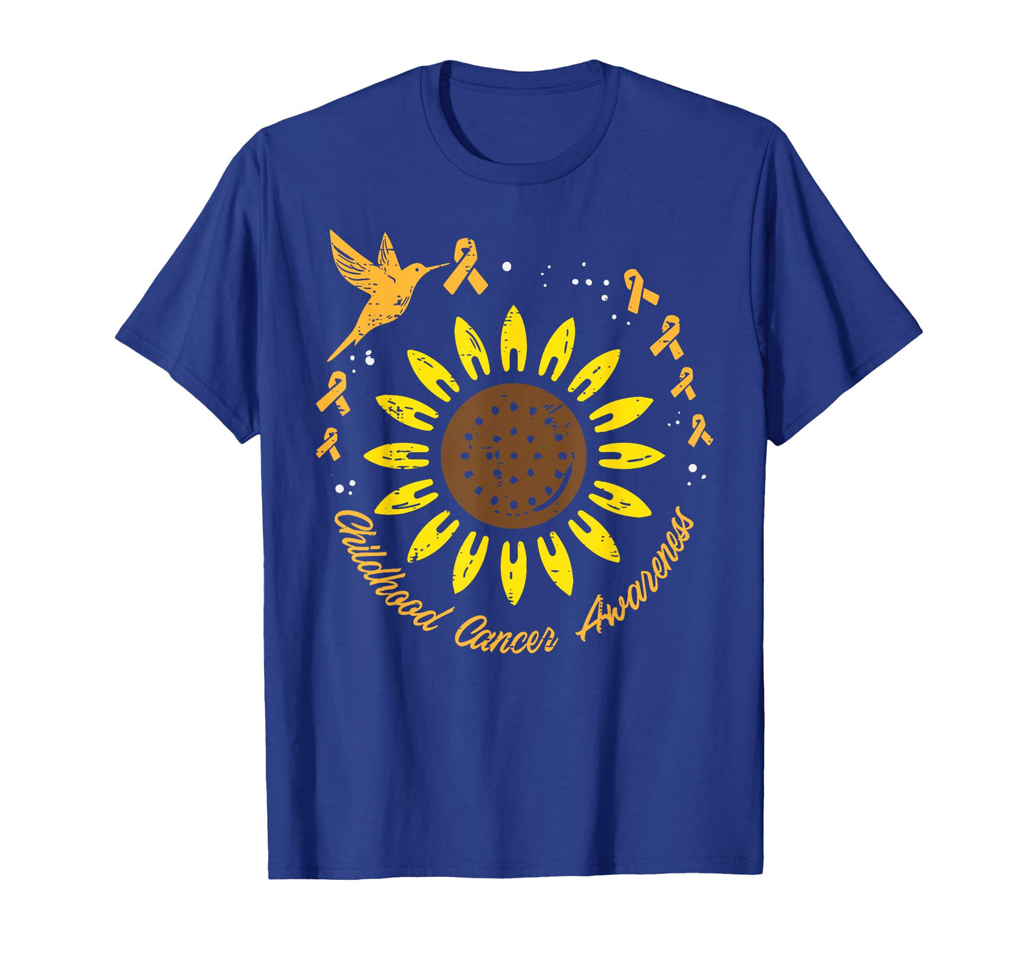 Sunflower Hummingbird Childhood Cancer Awareness Ribbon T-Shirt