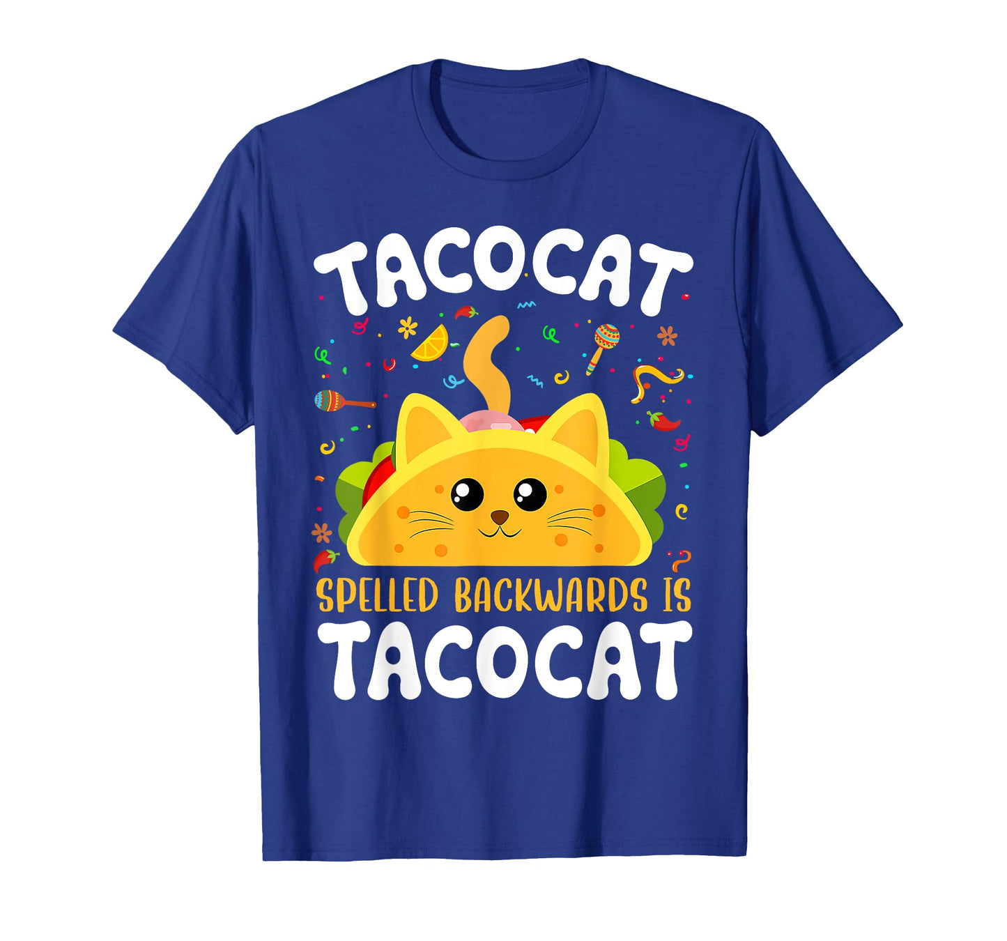 Tacocat Spelled Backward is Tacocat Tacos and Cat Lovers T-Shirt