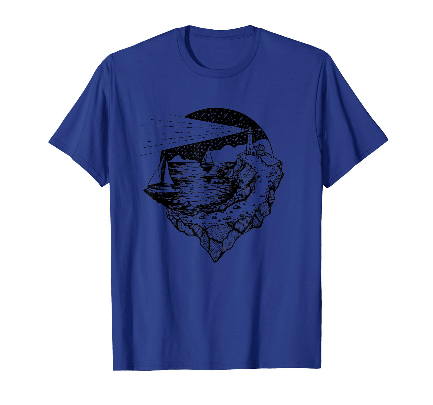 Sea, Sail and Lighthouse - Wild Nature Adventure Sailing T-Shirt