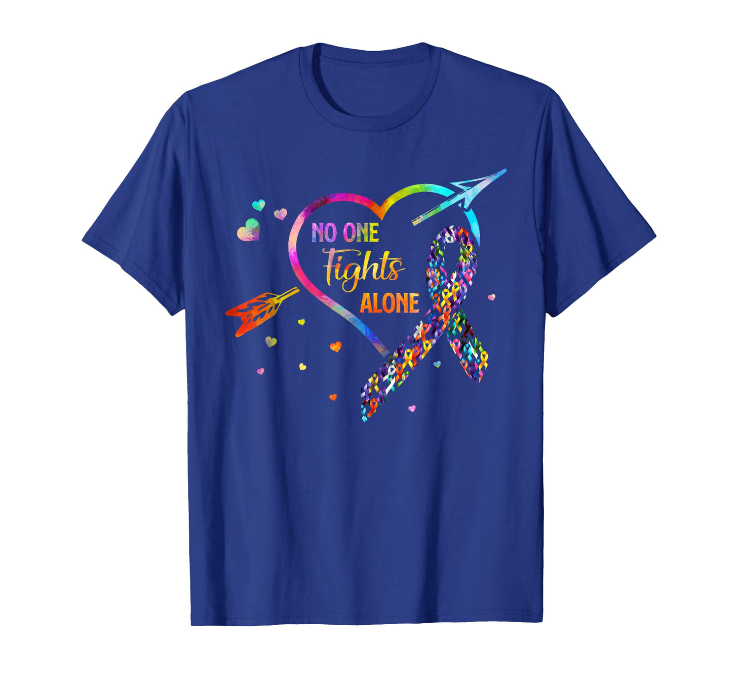 No One Fight Alone Arrow Heart Fight Cancer Ribbon T-Shirt
