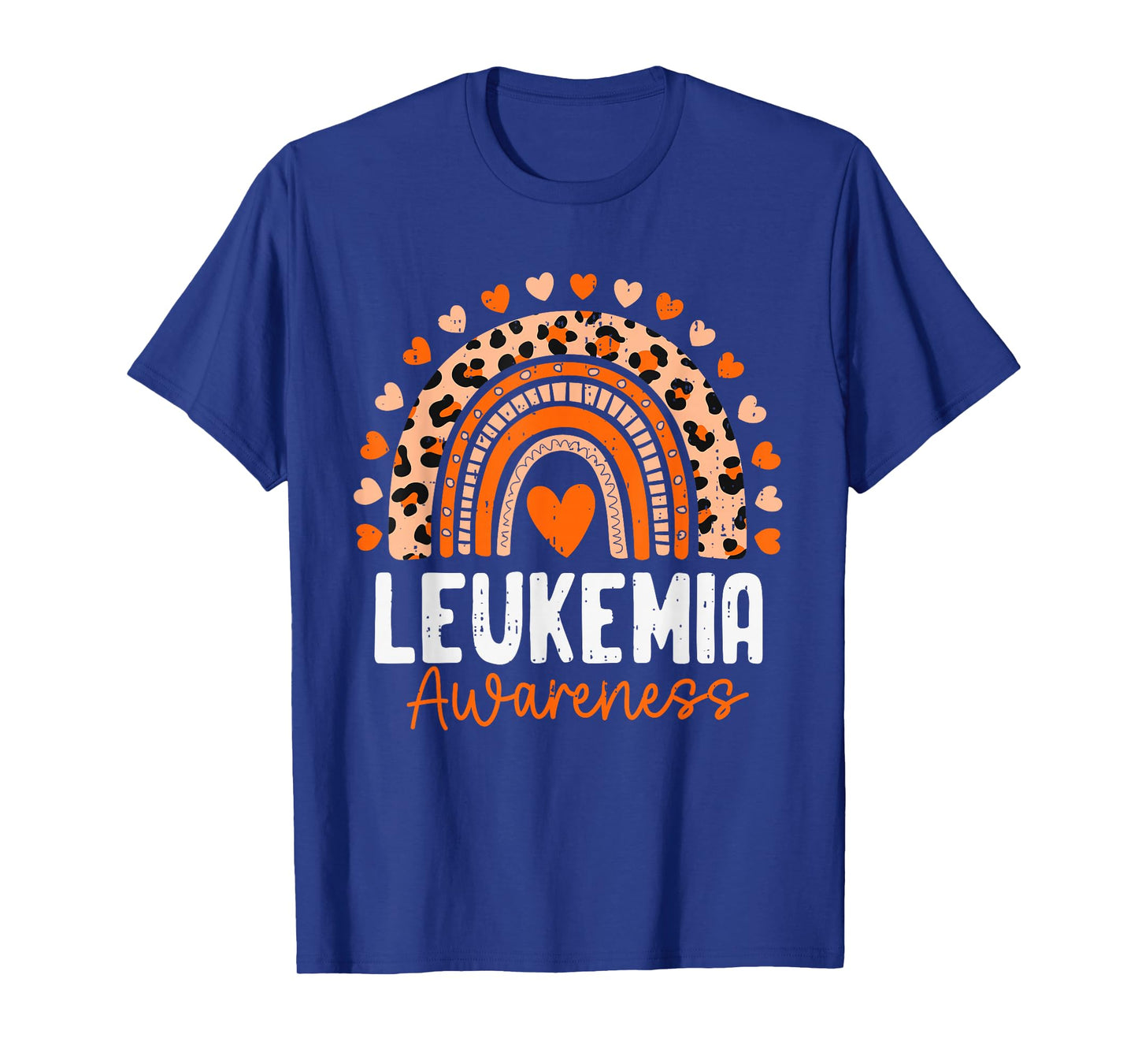 Leukemia Awareness Rainbow Leopard Ribbon Orange Support T-Shirt