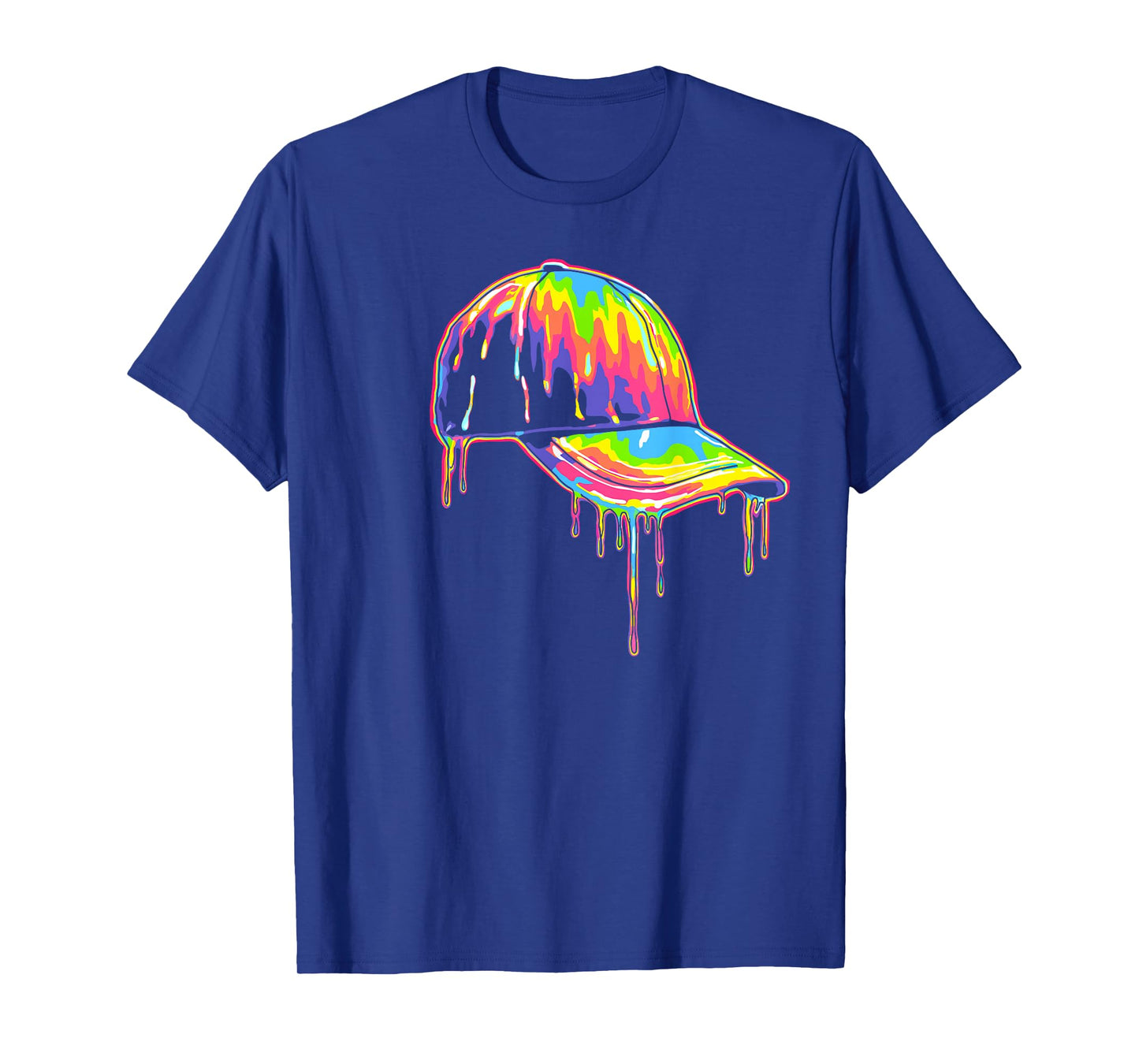 Baseball Cap Drip Graphic Melting Colors Modern Streetwear T-Shirt