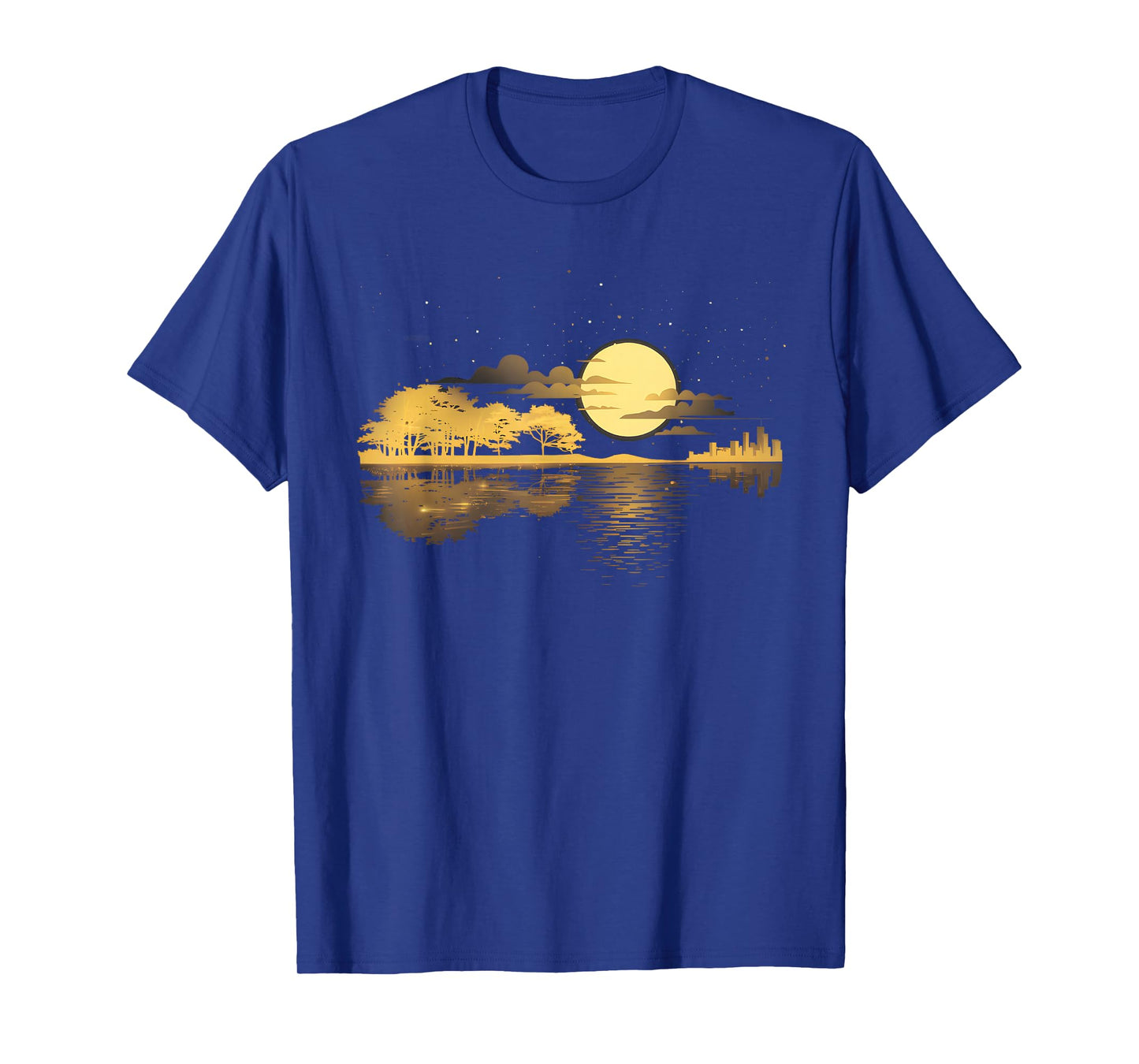 Acoustic Guitar Lake Reflections Natural Moon Guitarist T-Shirt