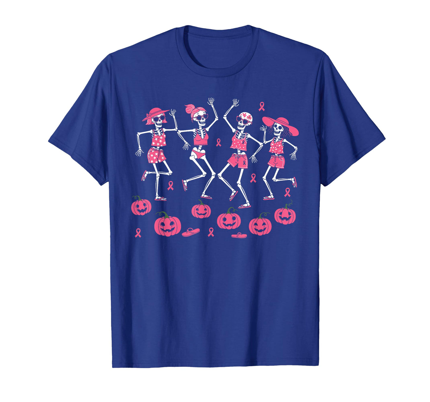 Breast Cancer Halloween in October We Wear Pink Skeleton T-Shirt