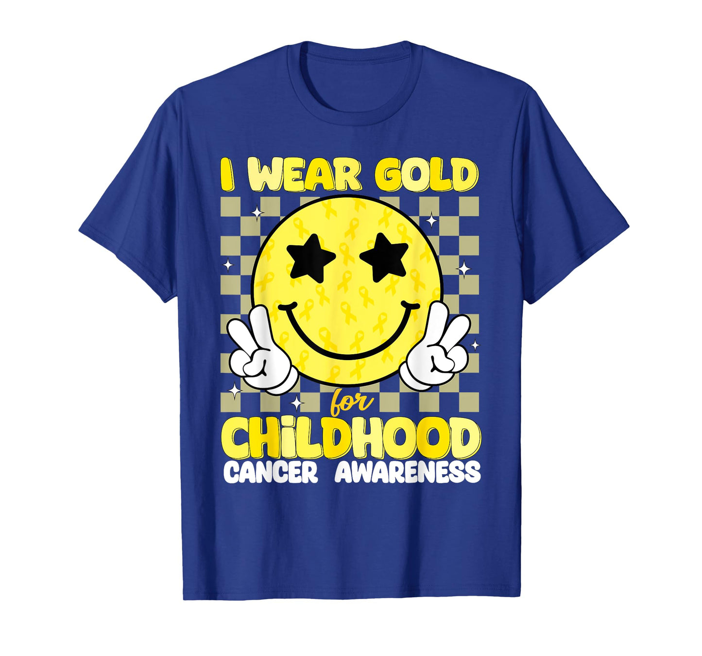 Retro I Wear Gold for Childhood Cancer Awareness Gold Ribbon T-Shirt