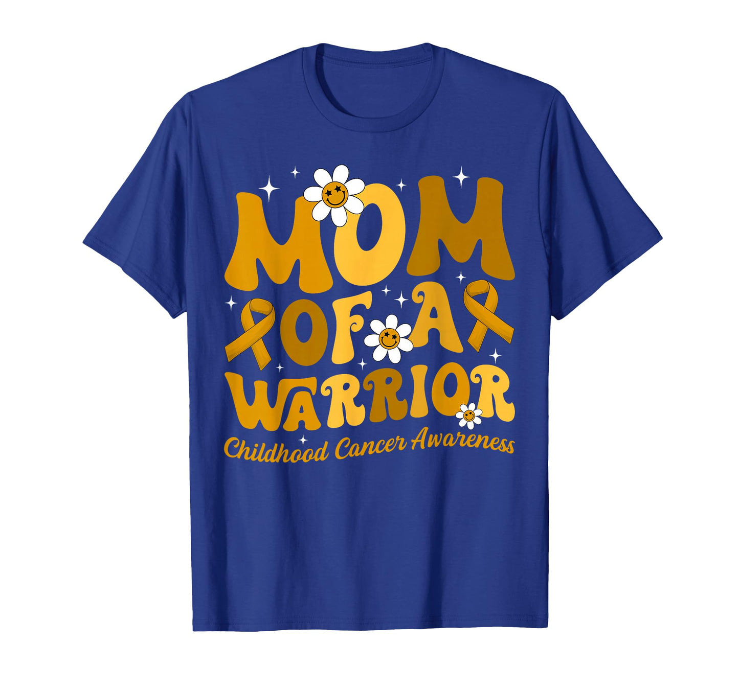 Groovy Mom Of A Warrior Childhood Cancer Awareness Supporter T-Shirt