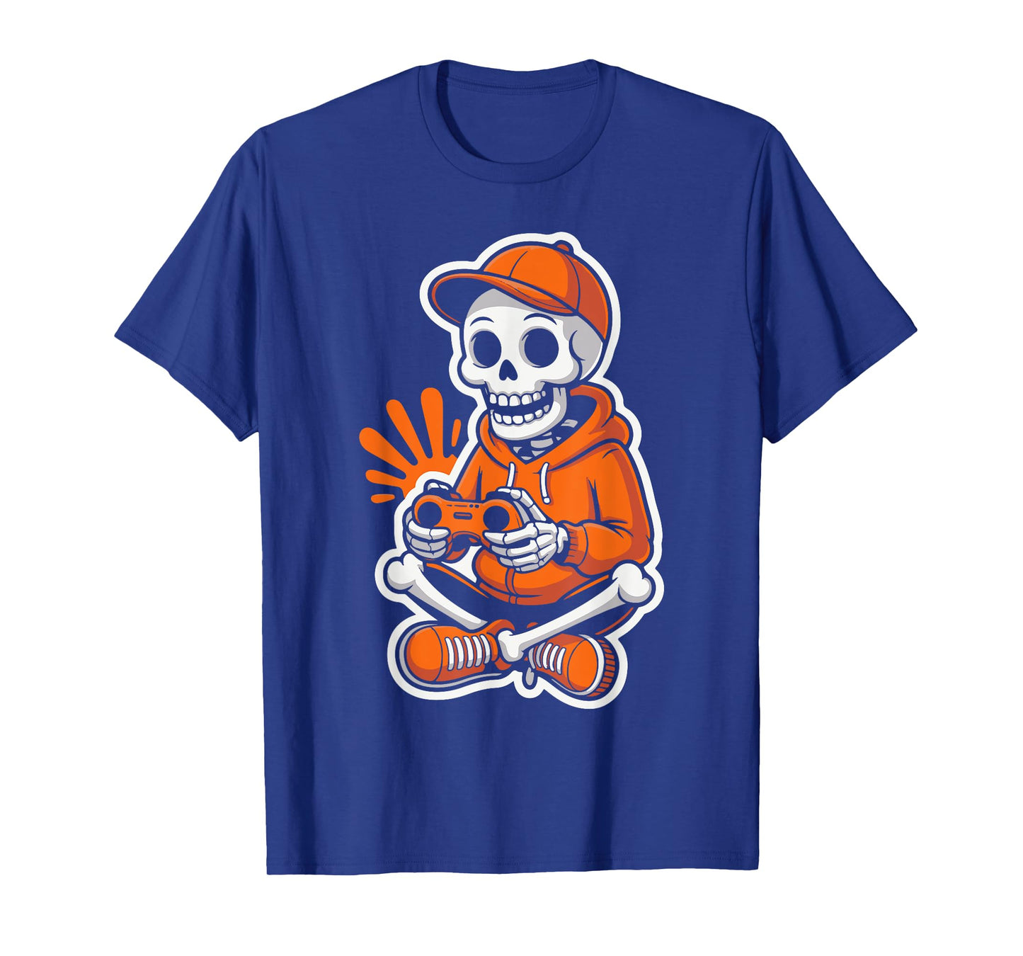 Cool Skeleton Gamer Video Gaming Night Funny Halloween Play T-Shirt