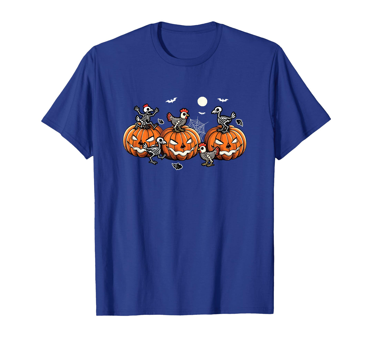 Group Skeleton Chickens On Carved Pumpkins Halloween Farmer T-Shirt