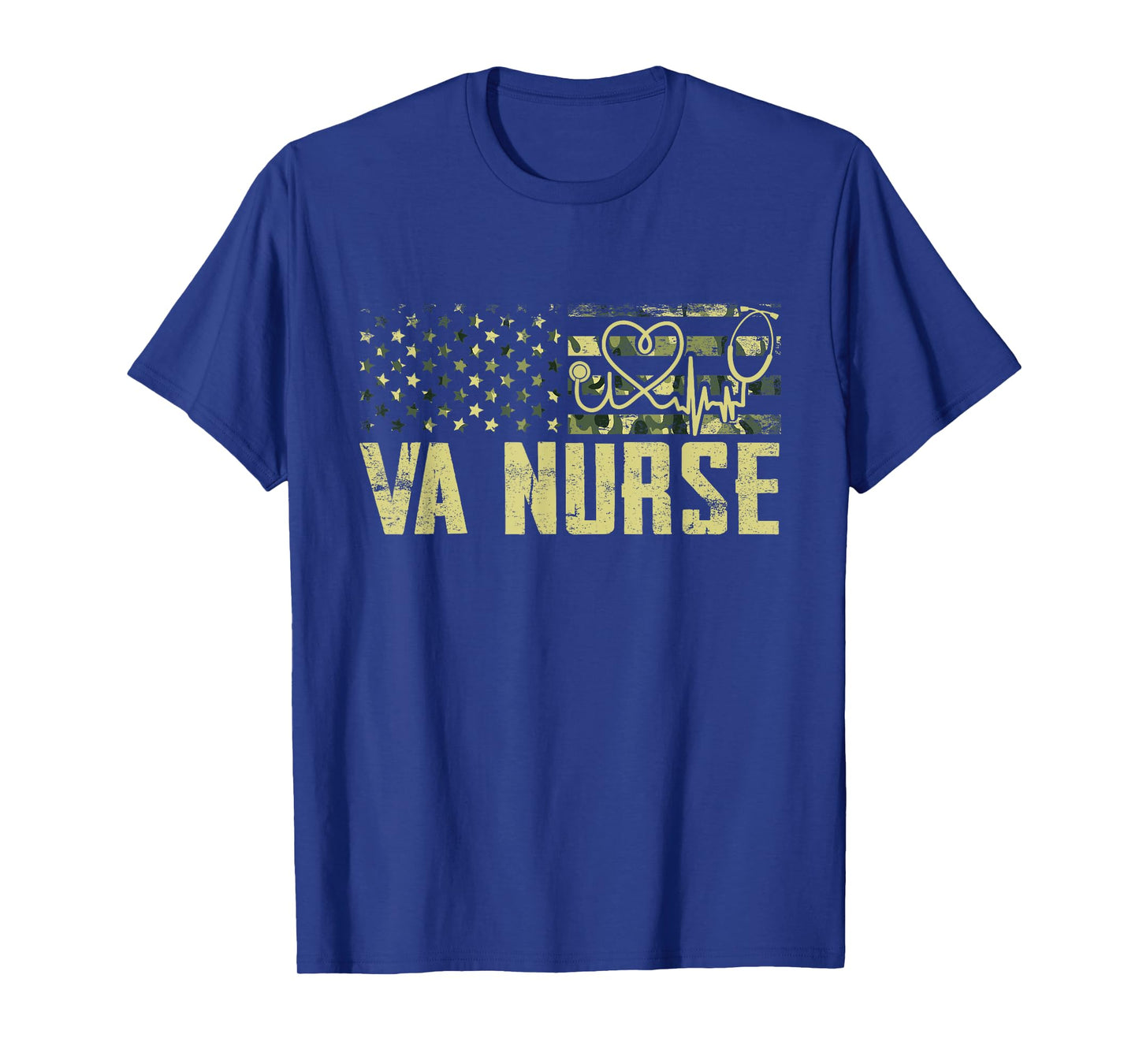 VA Nurse Camouflage USA Flag Patriotic Nurse Week Women Men T-Shirt