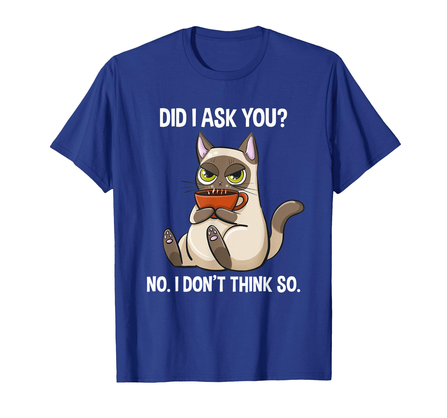 Did I Ask You No I Don't Think So Funny Sarcastic Coffee Cat T-Shirt for Men Women