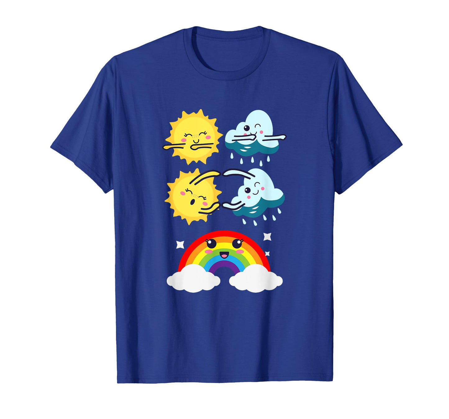 Funny Dancing Sun Cloud Rainbow | Nature Rain Summer Men Women Kids T-Shirt