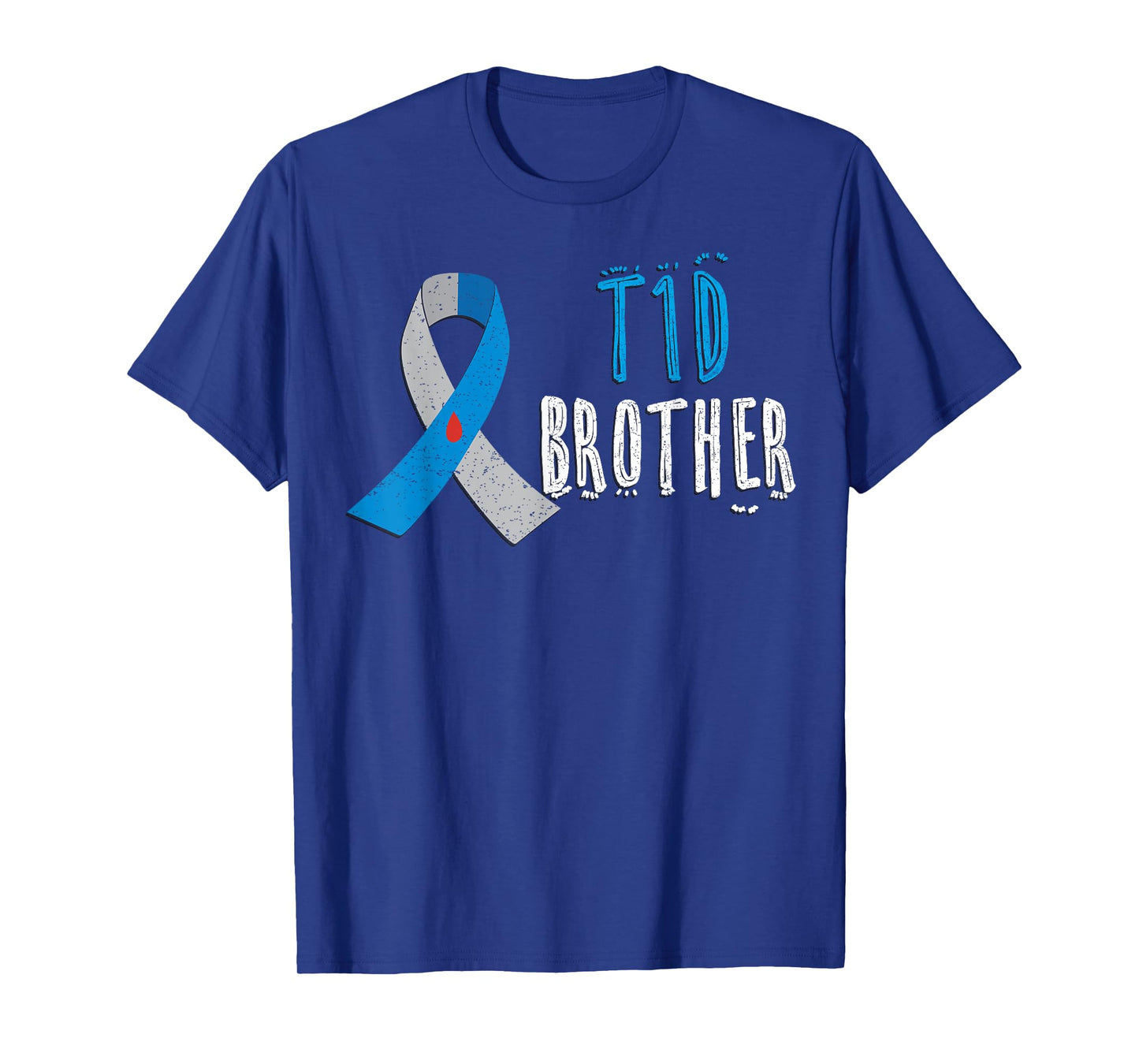 T1D brother blue ribbon type 1 diabetes awareness boys gift T-Shirt