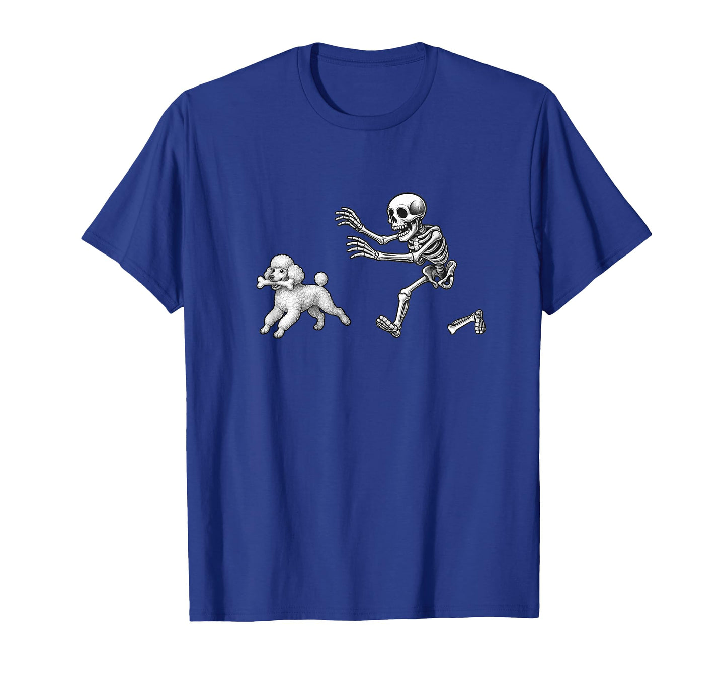 Funny Skeleton Chasing Poodle Dog Halloween Dogs Lover T-Shirt