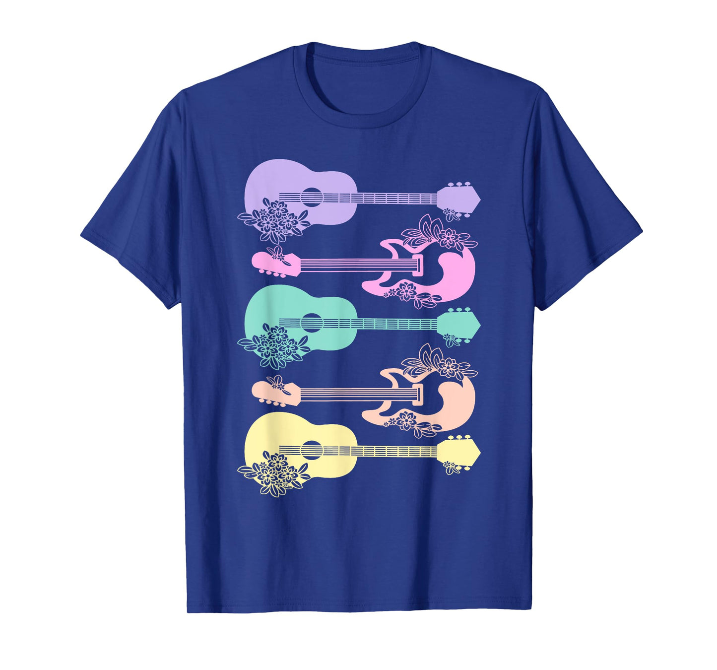Guitar Lover Girls Pastel Theme Guitars Flowers Music Band T-Shirt