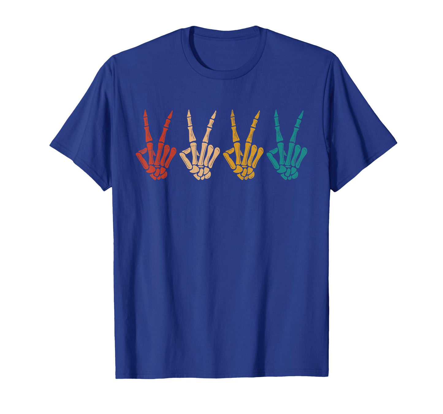 Retro Peace Sign Skeleton Hand T-Shirt