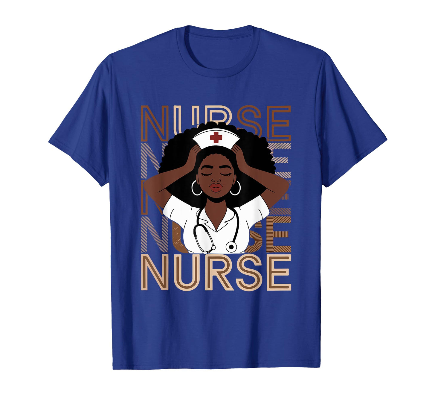 Black Strong Nurse Afro Girl Melanin African American Wowen T-Shirt