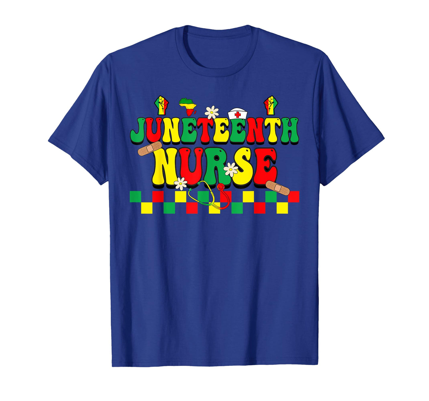Juneteenth Black Nurse Retro 1865 Groovy Scrub Top Men Women T-Shirt