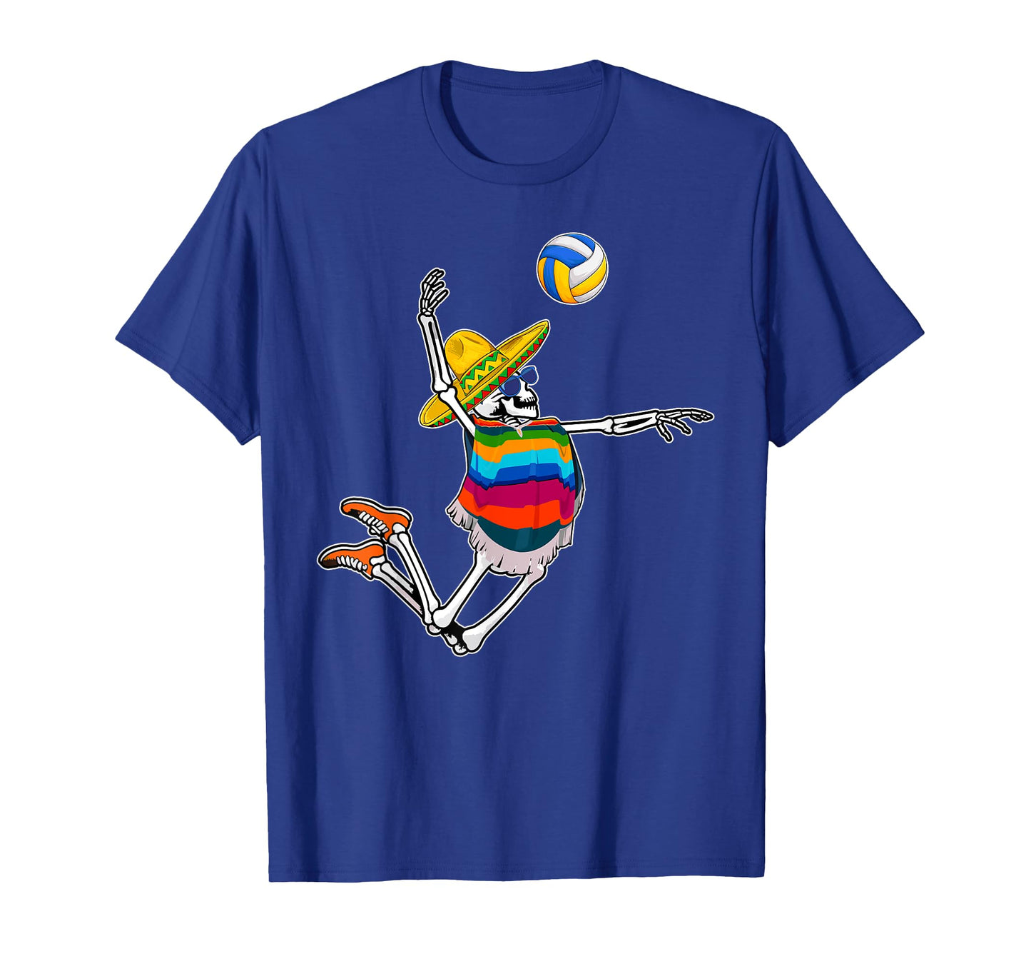 Funny Mariachi Skeleton Playing Volleyball Cinco De Mayo Men T-Shirt