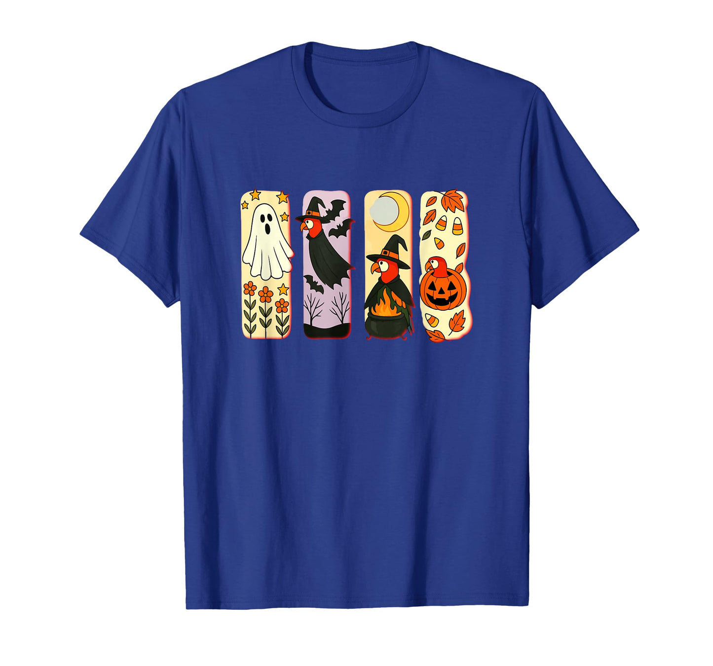 Halloween Collection Parrots Cosplay Witch Carved Pumpkin T-Shirt