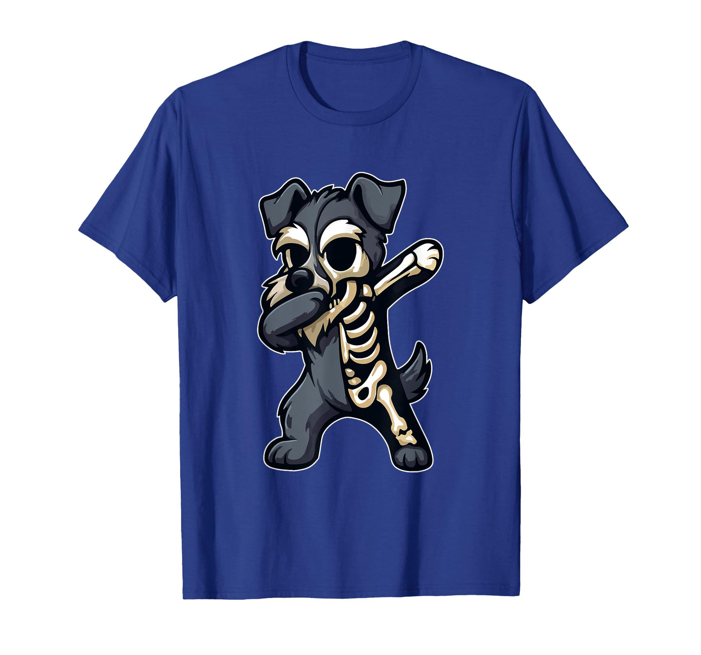 Dabbing Schnauzer Half Skeleton Halloween Costume Owner T-Shirt