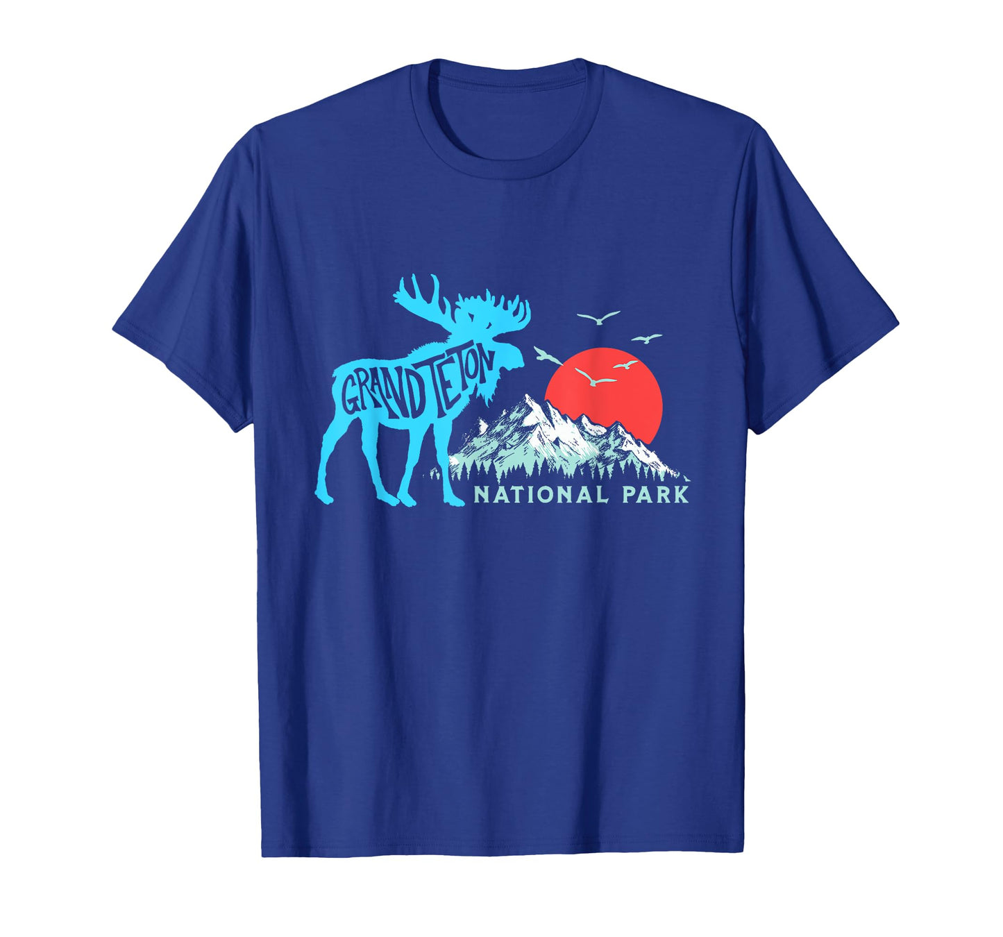 Grand Teton National Park Moose & Mountains Typography T-Shirt