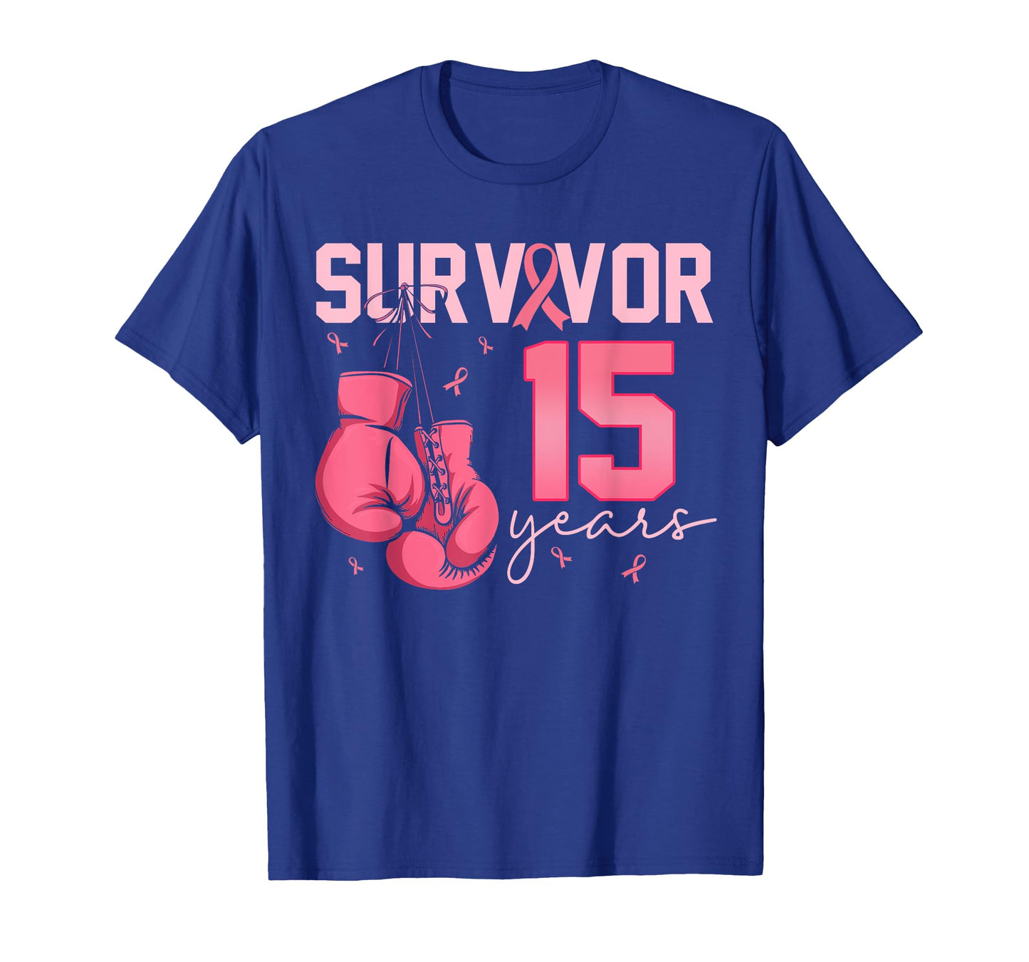 Breast Cancer Survivor 15 Years Pink Ribbon Boxing Gloves T-Shirt