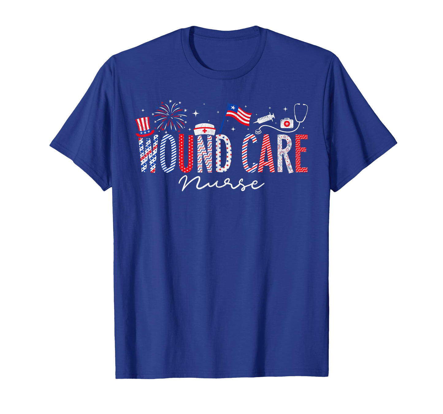 4th Of July Wound Care Nurse Scrub Tops Patriotic Nurses T-Shirt