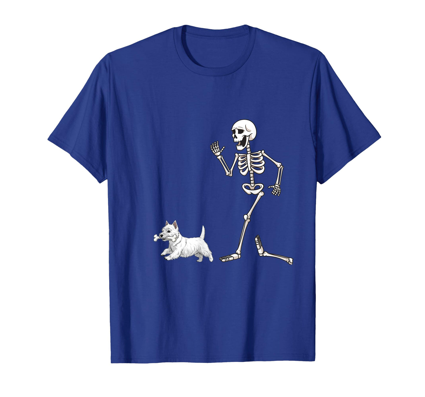 Funny Halloween West Highland White Terrier and Skeleton T-Shirt