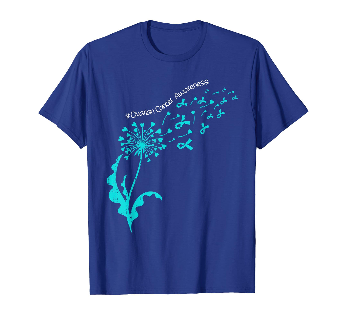 Dandelion Ovarian Cancer Awareness Ribbon Teal Support Women T-Shirt