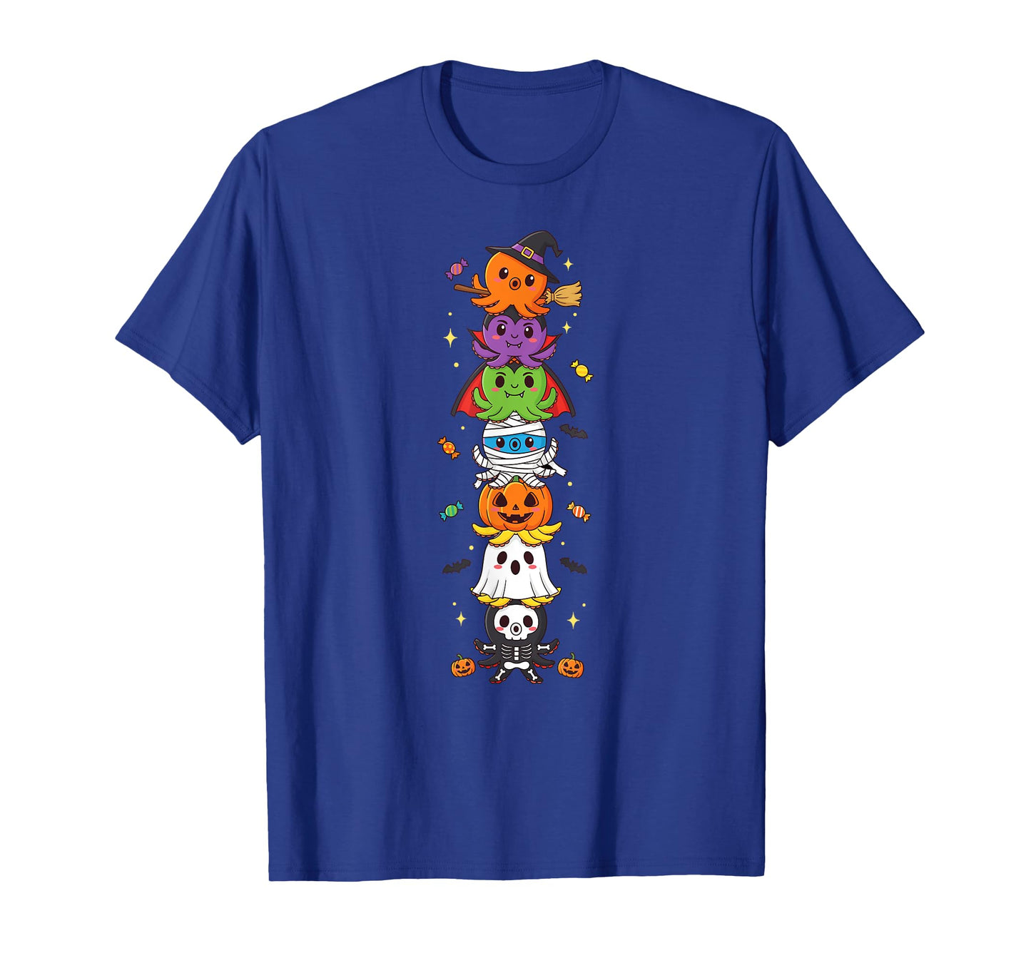 Funny Octopus Witch Vampire Ghost Halloween Kids Mens Womens T-Shirt