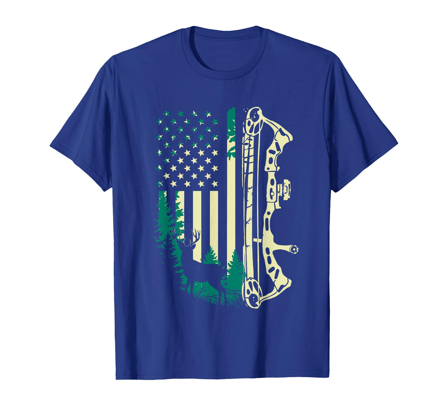 Patriotic Bowhunting USA Flag Bow Archery Deer Hunting Wild T-Shirt