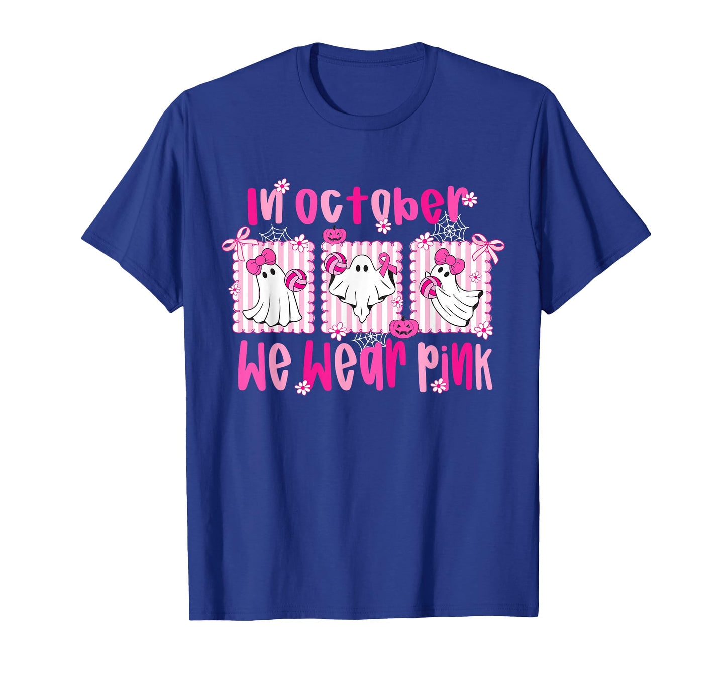 in October We Wear Pink Volleyball Breast Cancer Awareness T-Shirt
