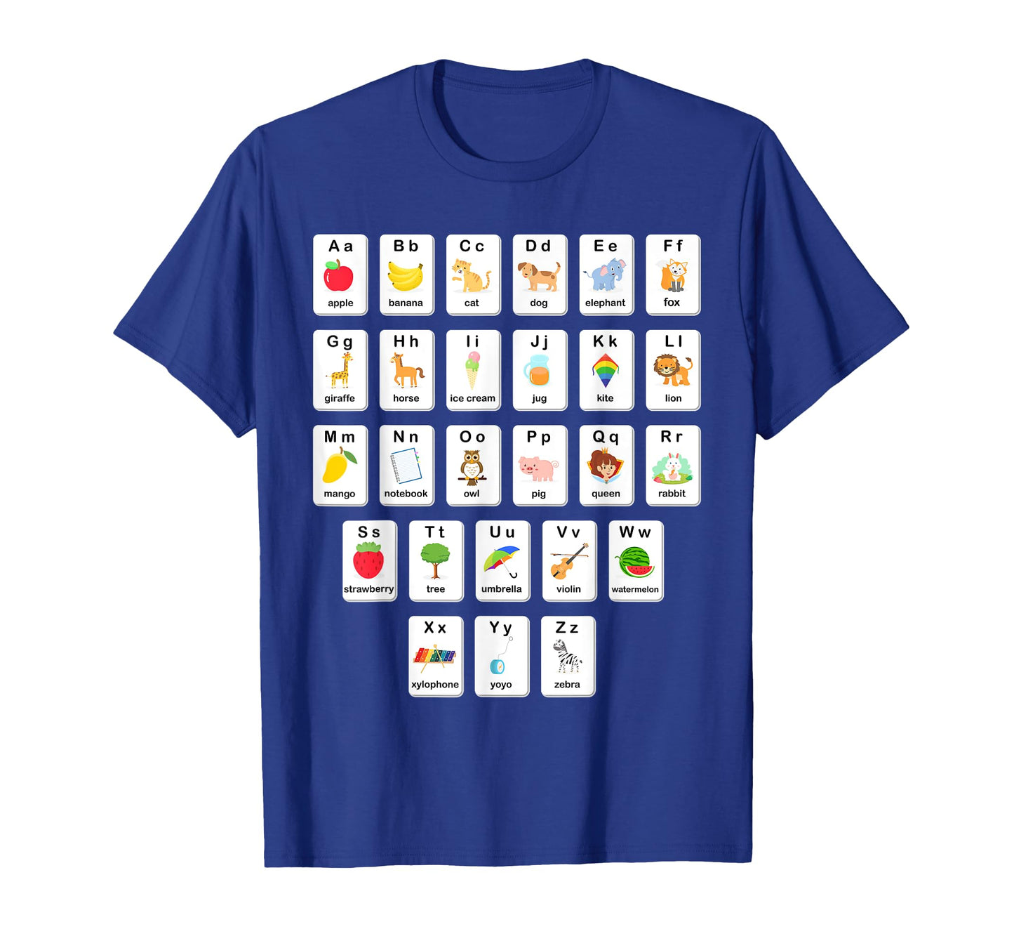 ABC Animals Object Flash Card A-Z Types of Alphabet Teacher T-Shirt
