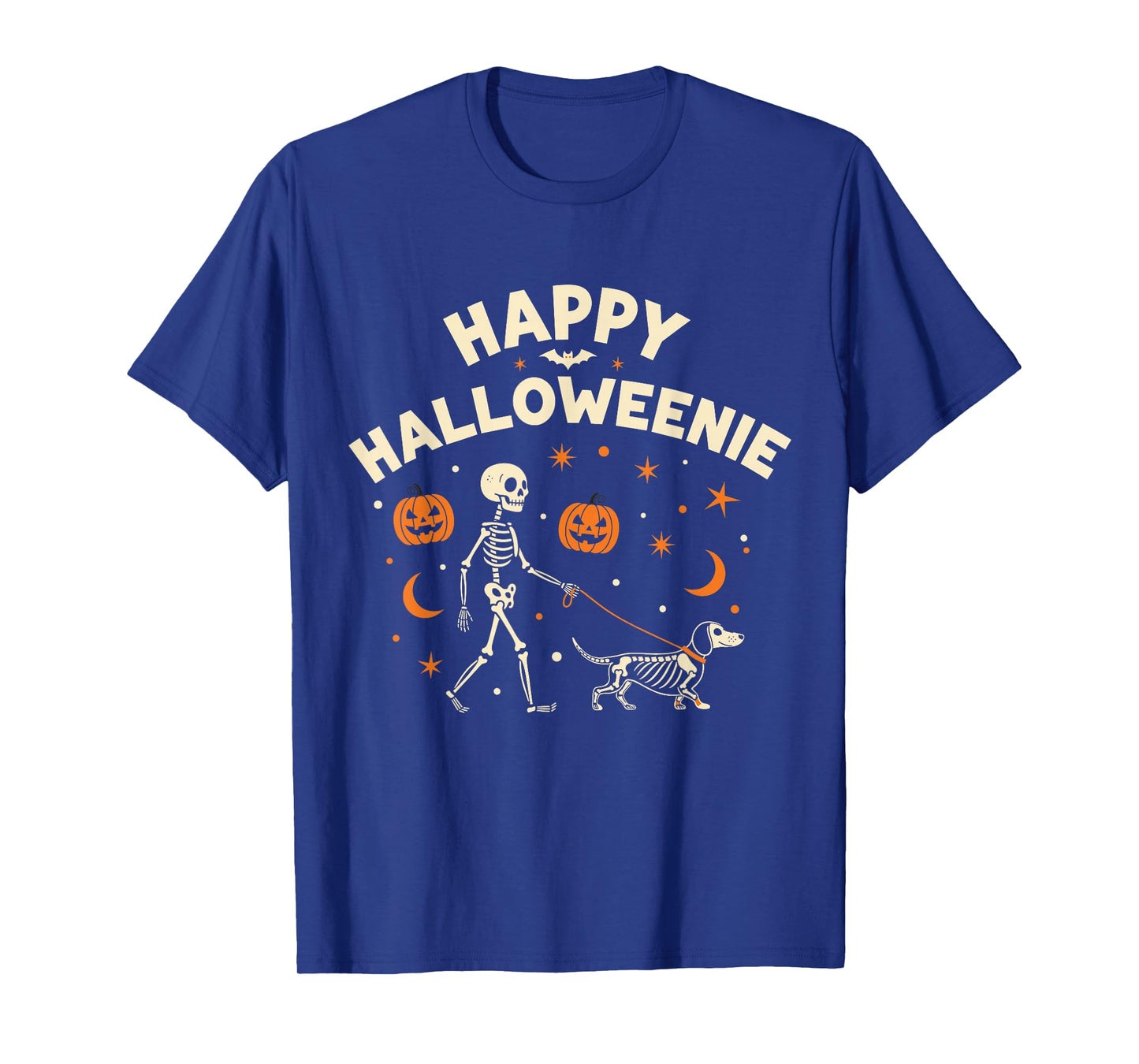 Happy Halloweenie Funny Halloween Skeleton Dachshund Dog T-Shirt