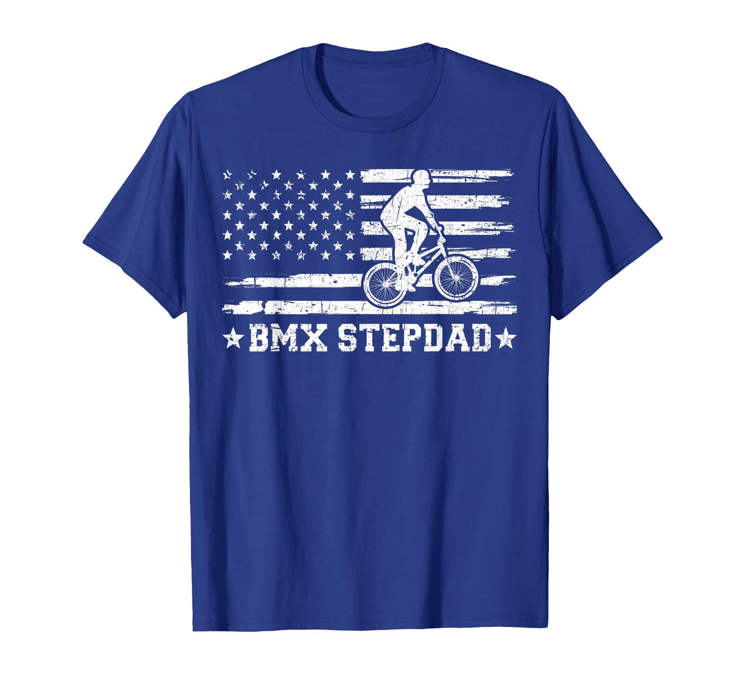 Mens BMX Stepdad USA Flag Vintage Cycling BMX Rider Fathers Day T-Shirt