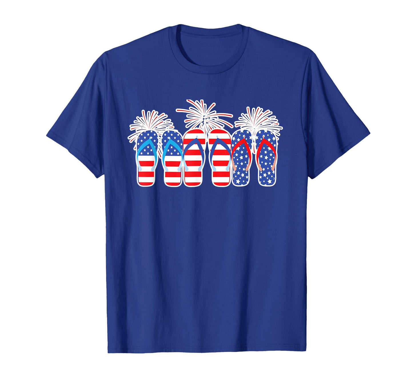 4th of July Flip Flops Red White Blue American Flag Gift T-Shirt for Women Kids Men