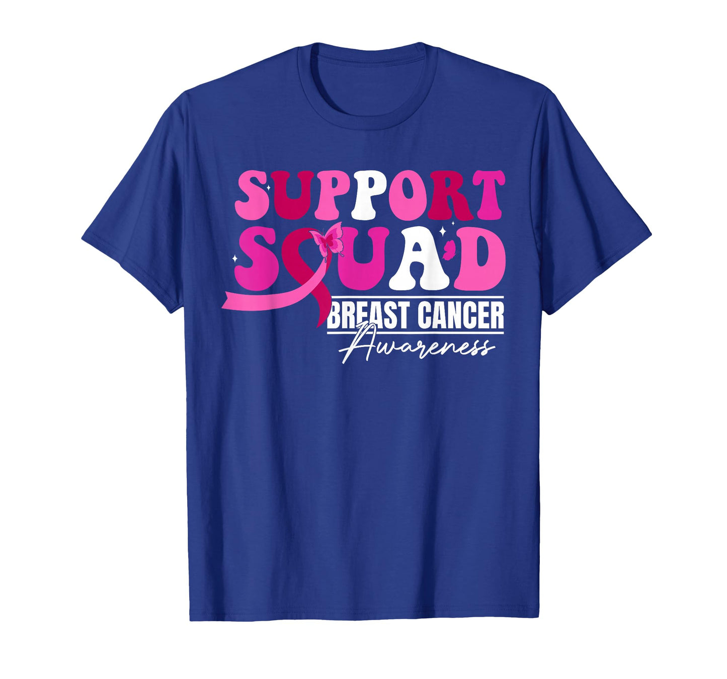 Support Squad I Wear Pink Breast Cancer Awareness Groovy T-Shirt
